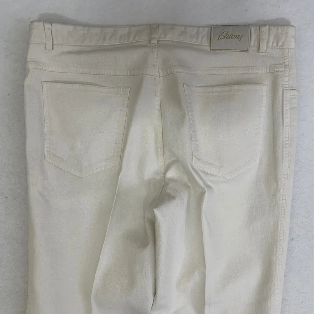 Brioni Marmolada Mens Jeans 38/33 Ecru White Cotton Stretch Denim Italy Luxury